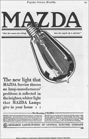 Lampadina Mazda (Edison General Electric) del 1917 Lampadine
