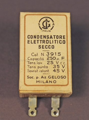 Condensatore Elettrolitico Geloso anni '40 Componenti