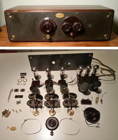Atwater Kent disassemblato Restauri riprovevoli Atwater Kent disassemblato Restauri riprovevoli